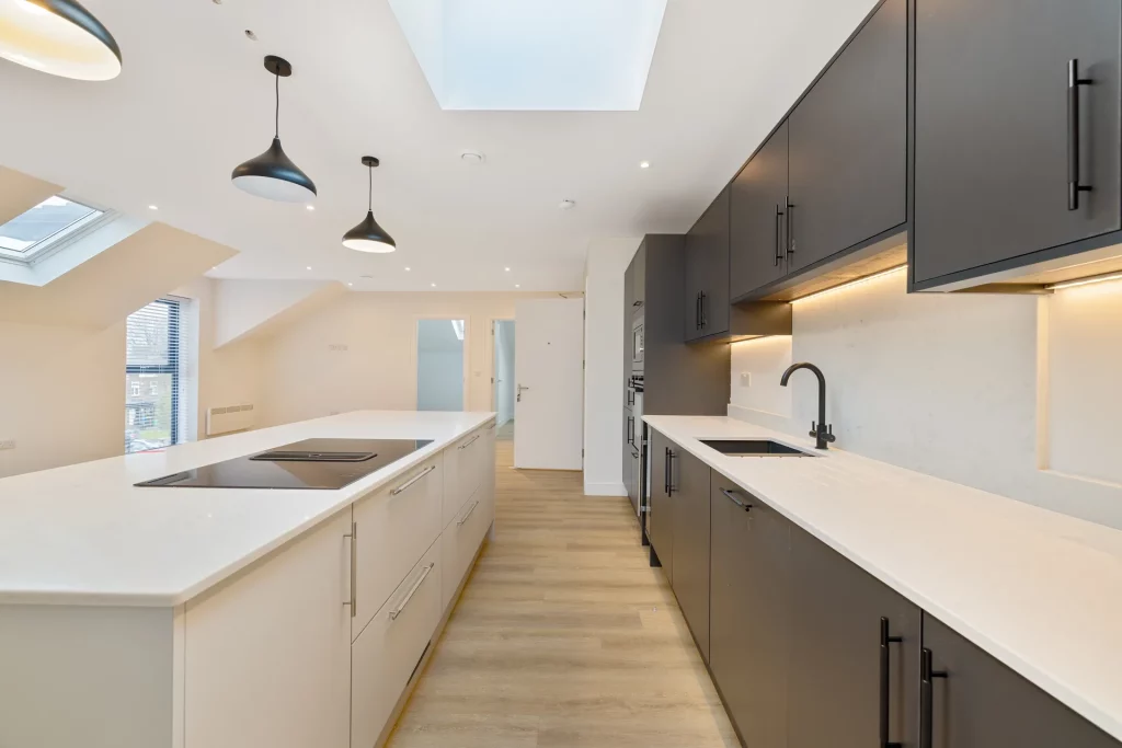 Completed apartment interior at Sale Road, Wythenshawe