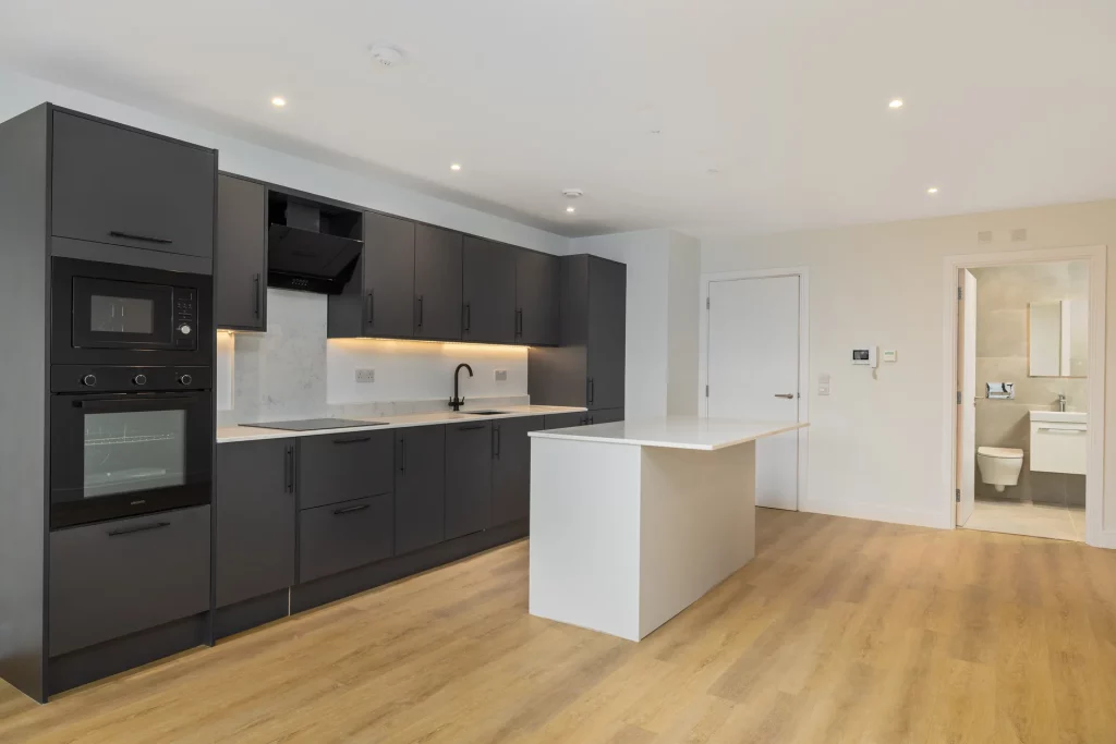 Completed apartment interior at Sale Road, Wythenshawe