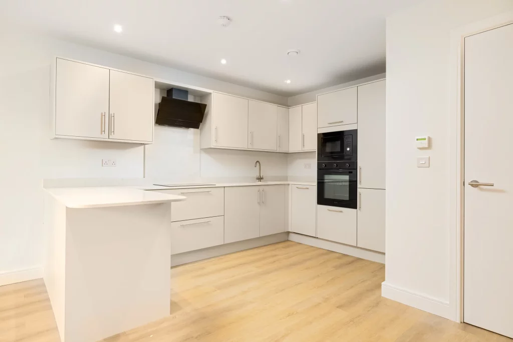 Completed apartment interior at Sale Road, Wythenshawe