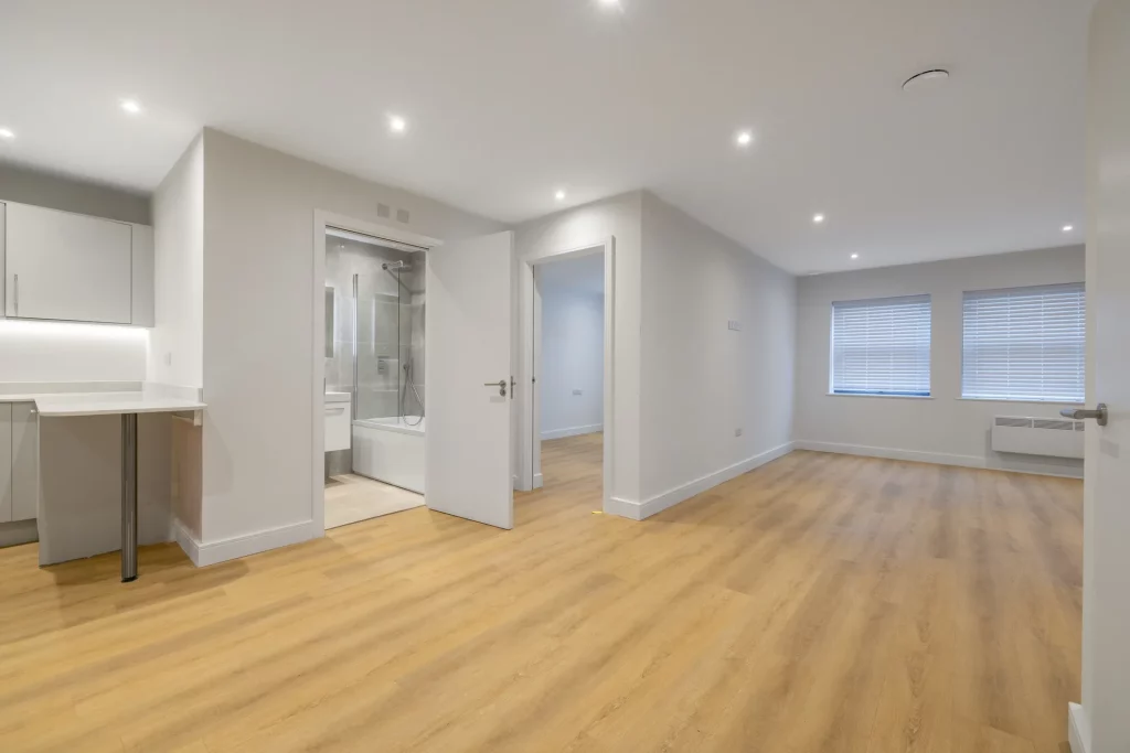 Completed apartment interior at Sale Road, Wythenshawe